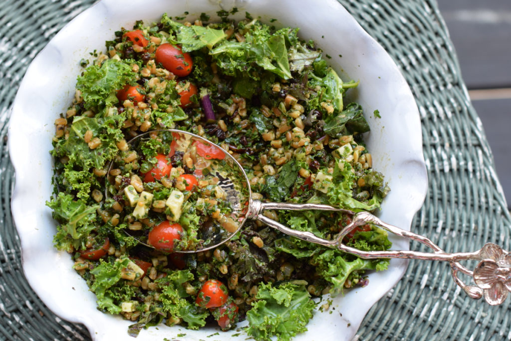 Kale Salad with Pinenuts, Currants and Parmesan